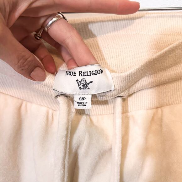 3 FOR $50! 🎁 TRUE RELIGION Velour Crop Sweatsuit Joggers in Pearl Sz. S - Picture 12 of 12